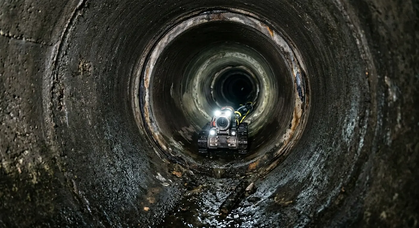 Robotic sewer camera inspecting pipe interior for Sewer Line Cleaning in Tanque Verde
